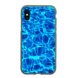 Чехол iPhone XS Max матовый Текстура поверхности воды, цвет: 3D-темно-зеленый