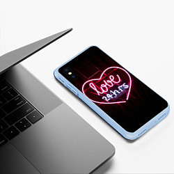 Чехол iPhone XS Max матовый Неоновая любовь 24 часа, цвет: 3D-голубой — фото 2