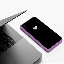 Чехол iPhone XS Max матовый Сердце - заплатка, цвет: 3D-фиолетовый — фото 2