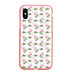 Чехол iPhone XS Max матовый Садовые розы, паттерн, цвет: 3D-баблгам