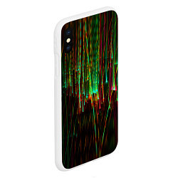Чехол iPhone XS Max матовый Абстрактное множество зелёных неоновых лучей, цвет: 3D-белый — фото 2