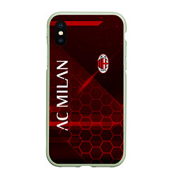 Чехол iPhone XS Max матовый Ac milan Соты, цвет: 3D-салатовый