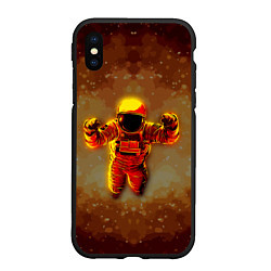 Чехол iPhone XS Max матовый Космонавт в пылающем космосе, цвет: 3D-черный