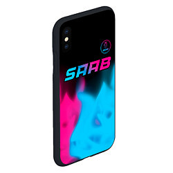 Чехол iPhone XS Max матовый Saab - neon gradient: символ сверху, цвет: 3D-черный — фото 2