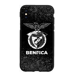 Чехол iPhone XS Max матовый Benfica с потертостями на темном фоне