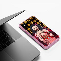 Чехол iPhone XS Max матовый Незуко тян - Клинок рассекающий демонов, цвет: 3D-розовый — фото 2