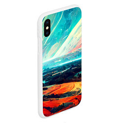 Чехол iPhone XS Max матовый Космический ландшафт, цвет: 3D-белый — фото 2