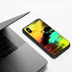 Чехол iPhone XS Max матовый Яркий красочный гранж, цвет: 3D-черный — фото 2