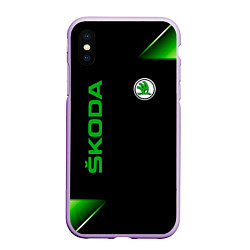 Чехол iPhone XS Max матовый Skoda Sport Абстракция, цвет: 3D-сиреневый