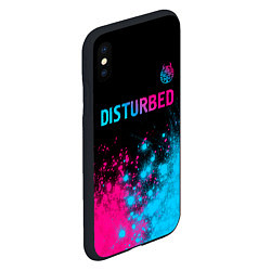 Чехол iPhone XS Max матовый Disturbed - neon gradient: символ сверху, цвет: 3D-черный — фото 2