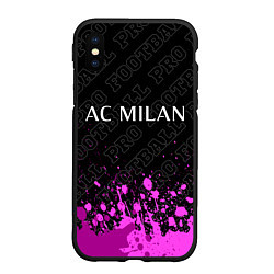 Чехол iPhone XS Max матовый AC Milan pro football: символ сверху, цвет: 3D-черный