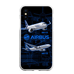 Чехол iPhone XS Max матовый Airbus A320, цвет: 3D-белый