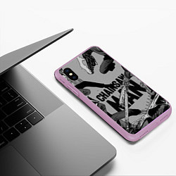 Чехол iPhone XS Max матовый Chainsaw man comix, цвет: 3D-сиреневый — фото 2