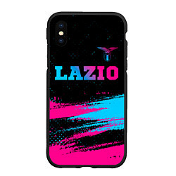 Чехол iPhone XS Max матовый Lazio - neon gradient: символ сверху, цвет: 3D-черный