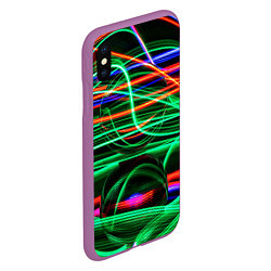 Чехол iPhone XS Max матовый Абстрактное множество цветных линий, цвет: 3D-фиолетовый — фото 2