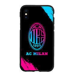 Чехол iPhone XS Max матовый AC Milan - neon gradient