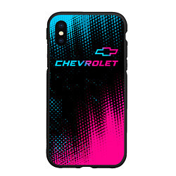 Чехол iPhone XS Max матовый Chevrolet - neon gradient: символ сверху, цвет: 3D-черный