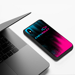 Чехол iPhone XS Max матовый Chevrolet - neon gradient: символ сверху, цвет: 3D-черный — фото 2