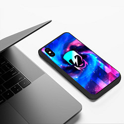 Чехол iPhone XS Max матовый David Bowie неоновый космос, цвет: 3D-черный — фото 2