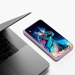 Чехол iPhone XS Max матовый Неоновый сказочный леопард, цвет: 3D-сиреневый — фото 2