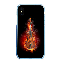 Чехол iPhone XS Max матовый Скрипка в огне, цвет: 3D-голубой