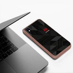 Чехол iPhone XS Max матовый Dodge - абстракция, цвет: 3D-коричневый — фото 2