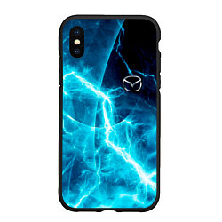 Чехол iPhone XS Max матовый Mazda - молнии, цвет: 3D-черный