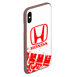 Чехол iPhone XS Max матовый Honda - красный след шины, цвет: 3D-коричневый — фото 2