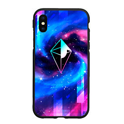 Чехол iPhone XS Max матовый No Mans Sky неоновый космос, цвет: 3D-черный