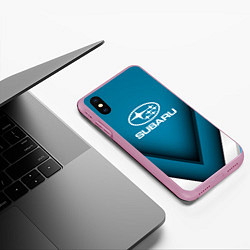 Чехол iPhone XS Max матовый Subaru - абстракция, цвет: 3D-розовый — фото 2