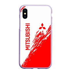 Чехол iPhone XS Max матовый Mitsubishi - красная текстура, цвет: 3D-светло-сиреневый