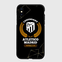 Чехол iPhone XS Max матовый Лого Atletico Madrid и надпись legendary football, цвет: 3D-черный