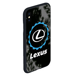 Чехол iPhone XS Max матовый Lexus в стиле Top Gear со следами шин на фоне, цвет: 3D-черный — фото 2