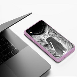 Чехол iPhone XS Max матовый Макима гравюра - Человек-бензопила, цвет: 3D-сиреневый — фото 2