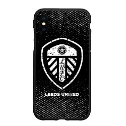 Чехол iPhone XS Max матовый Leeds United с потертостями на темном фоне
