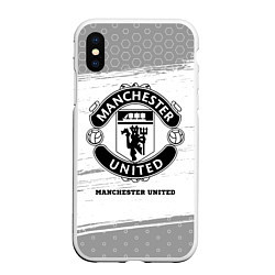 Чехол iPhone XS Max матовый Manchester United sport на светлом фоне, цвет: 3D-белый