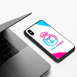 Чехол iPhone XS Max матовый Real Madrid neon gradient style, цвет: 3D-черный — фото 2