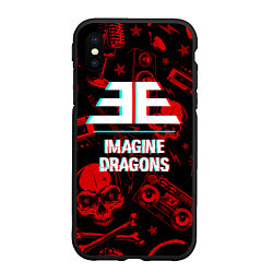 Чехол iPhone XS Max матовый Imagine Dragons rock glitch