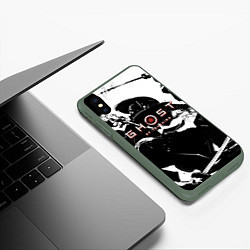 Чехол iPhone XS Max матовый Самураи в бою, цвет: 3D-темно-зеленый — фото 2
