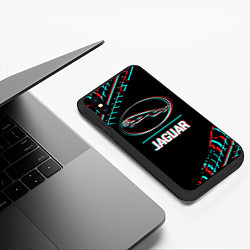 Чехол iPhone XS Max матовый Значок Jaguar в стиле glitch на темном фоне, цвет: 3D-черный — фото 2