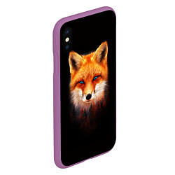 Чехол iPhone XS Max матовый Лиса над лесом, цвет: 3D-фиолетовый — фото 2