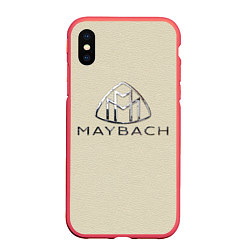 Чехол iPhone XS Max матовый Maybach логотип на бежевой коже