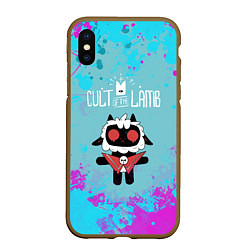 Чехол iPhone XS Max матовый Овечка арт - Cult of the lamb, цвет: 3D-коричневый