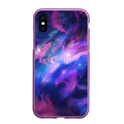 Чехол iPhone XS Max матовый Космическое туманное сияние, цвет: 3D-фиолетовый