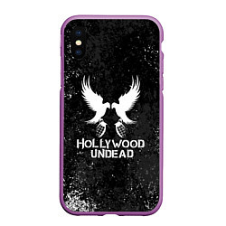 Чехол iPhone XS Max матовый Hollywood Undead - Hu, цвет: 3D-фиолетовый