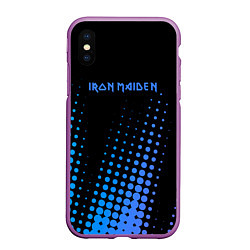Чехол iPhone XS Max матовый Iron Maiden - neon, цвет: 3D-фиолетовый