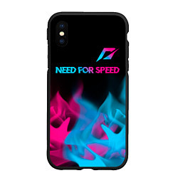 Чехол iPhone XS Max матовый Need for Speed - neon gradient: символ сверху