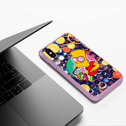 Чехол iPhone XS Max матовый Bart Simpson пьёт лимонад, цвет: 3D-сиреневый — фото 2