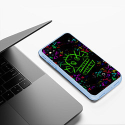 Чехол iPhone XS Max матовый League Of Legends: Arcane neon, цвет: 3D-голубой — фото 2