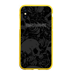 Чехол iPhone XS Max матовый Iron Maiden - черепа, цвет: 3D-желтый